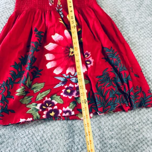 vintage retro y2k red floral boho babydoll strapless sundress mini wmns M CYN - Picture 3 of 5